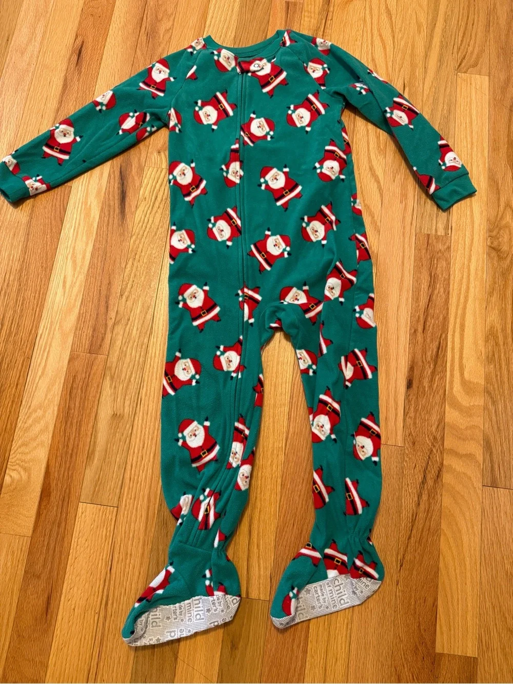 Carter's 5T Green Santa Print Footed One-Piece Pajamas